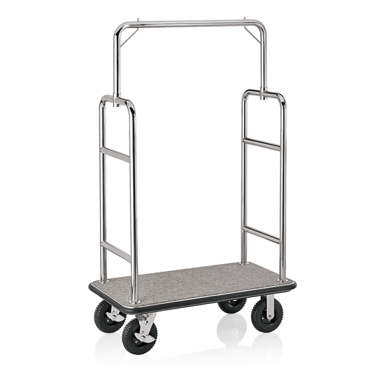 Was Germany Gepäckwagen TRANSIT, 112 x 60 x 185 cm, silberfarben, grauer Teppich, Edelstahl Was Germany Gepäckwagen TRANSIT, 112 x 60 x 185 cm, silberfarben, grauer Teppich, Edelstahl