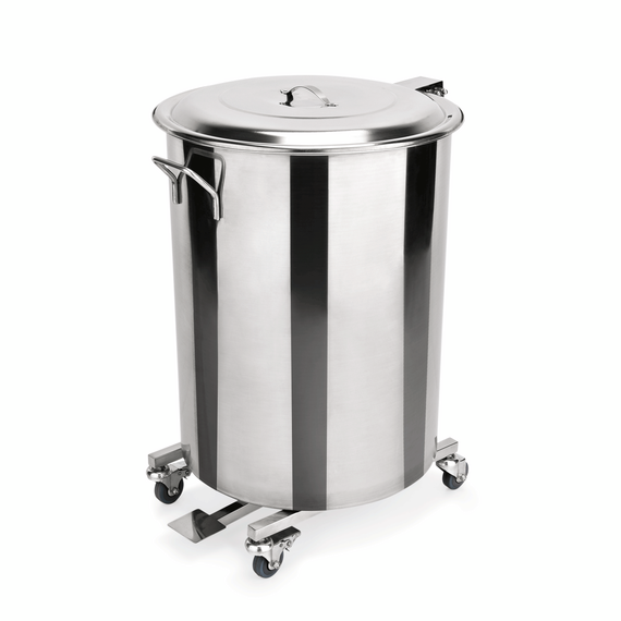 Essentials Tretabfallbehälter mit 4 schwenkbaren Rollen, 65 ltr., Ø 40 cm, Chromnickelstahl Essentials Tretabfallbehälter mit 4 schwenkbaren Rollen, 65 ltr., Ø 40 cm, Chromnickelstahl