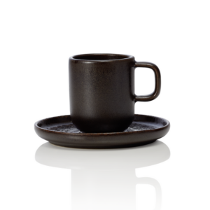 Rockzzero Espresso- und Untertasse Set, 90 ml, metallic brown, Set á 6 Stück, Steinzeug
