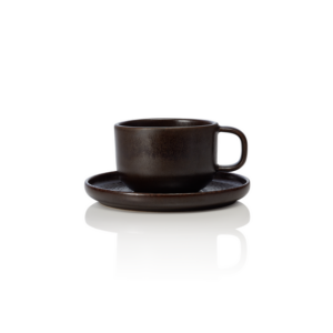 Rockzzero Ober- und Untertasse Set, 220 ml, metallic brown, Set á 6 Stück, Steinzeug