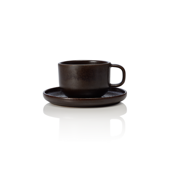Rockzzero Ober- und Untertasse Set, 220 ml, metallic brown, Set á 6 Stück, Steinzeug Rockzzero Ober- und Untertasse Set, 220 ml, metallic brown, Set á 6 Stück, Steinzeug