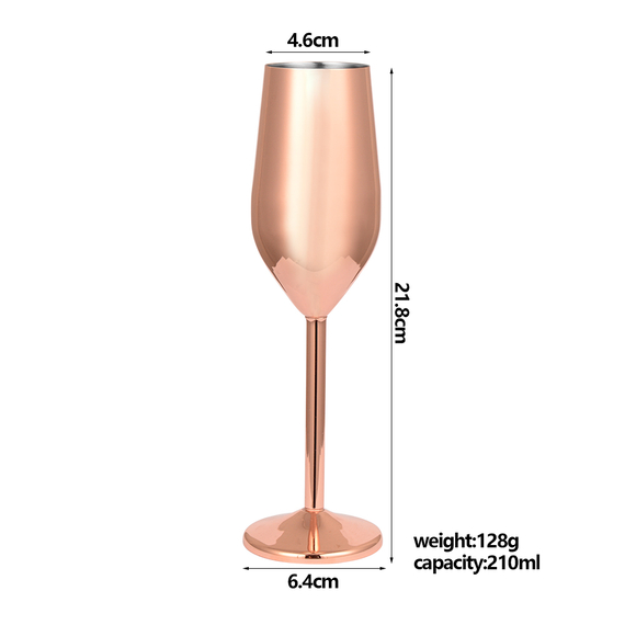2 Sektgläser, Edelstahl, kupferfarben, 0,21 Liter 1 2 Sektgläser, Edelstahl, kupferfarben, 0,21 Liter