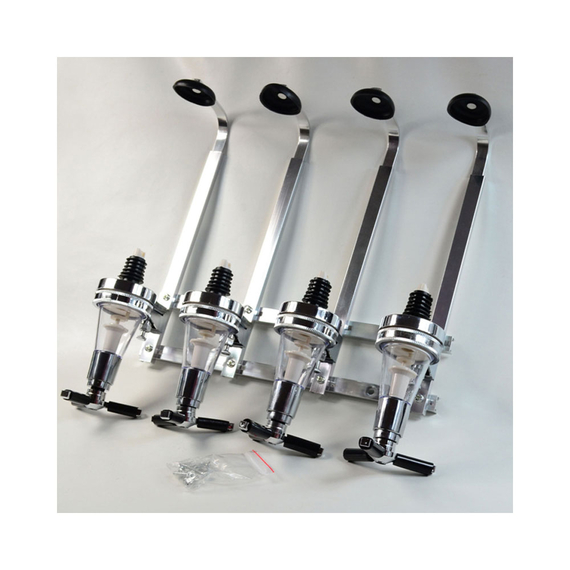 Flaschenhalter mit 30 ml Dosierausgießer, Regalmontage, für vier Flaschen, H. 240 bis 350 mm Flaschenhalter mit 30 ml Dosierausgießer, Regalmontage, für vier Flaschen, H. 240 bis 350 mm
