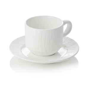Maya Obertasse mit Untertasse Set SHIRO, 240 ml, weiß, Set á 4 Stück, Porzellan