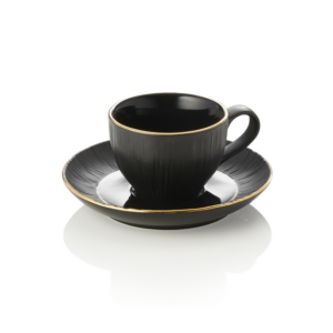 Maya Espressotasse mit Untertasse Set KURO, 80 ml, schwarz, Set á 4 Stück, Porzellan