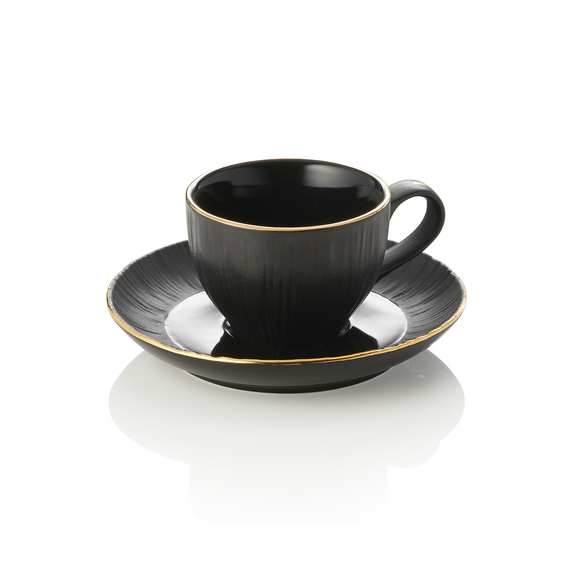 Maya Espressotasse mit Untertasse Set KURO, 80 ml, schwarz, Set á 4 Stück, Porzellan Maya Espressotasse mit Untertasse Set KURO, 80 ml, schwarz, Set á 4 Stück, Porzellan