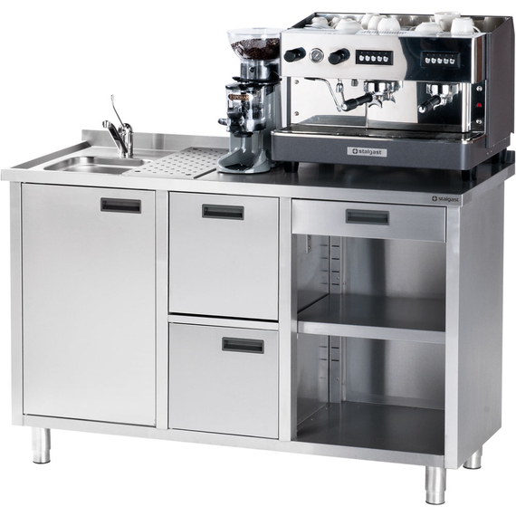 Stalgast Edelstahl Arbeitstisch für Kaffeemaschine, mit Aufkantung, 1500 x 700 x 1000 mm (BxTxH) 3 Stalgast Edelstahl Arbeitstisch für Kaffeemaschine, mit Aufkantung, 1500 x 700 x 1000 mm (BxTxH)