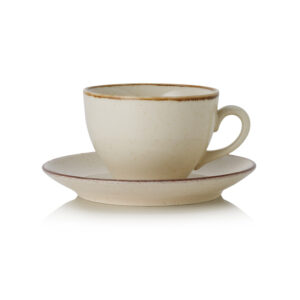 Was Germany Ober- und Untertasse Set SMILLA SAND, 220 ml, sand, Set á 6 Stück, Porzellan