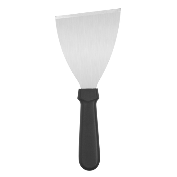 Teigspachtel aus Edelstahl, Kunststoffgriff schwarz, L. 118 mm Teigspachtel aus Edelstahl, Kunststoffgriff schwarz, L. 118 mm