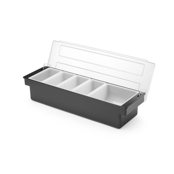 BarUp Zutatenbehälter – 5 Fächer, Schwarz, 480x150x(H)100mm 4 BarUp Zutatenbehälter – 5 Fächer, Schwarz, 480x150x(H)100mm