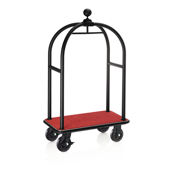 Was Germany Gepäckwagen DRIFT, 112 x 60 x 190 cm, schwarz, roter Teppich, Chromnickelstahl 18/8 Was Germany Gepäckwagen DRIFT, 112 x 60 x 190 cm, schwarz, roter Teppich, Chromnickelstahl 18/8