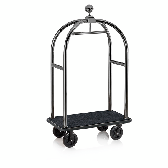 Was Germany Gepäckwagen DRIFT, 112 x 60 x 190 cm, gun metal, schwarzer Teppich, Chromnickelstahl 18/10 Was Germany Gepäckwagen DRIFT, 112 x 60 x 190 cm, gun metal, schwarzer Teppich, Chromnickelstahl 18/10