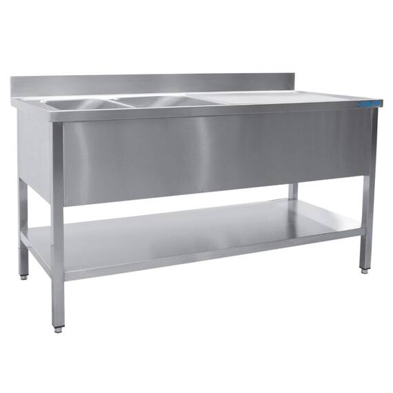 SARO Spültisch 2 Becken, rechts - B 1600 x T 600 SARO Spültisch 2 Becken, rechts - B 1600 x T 600
