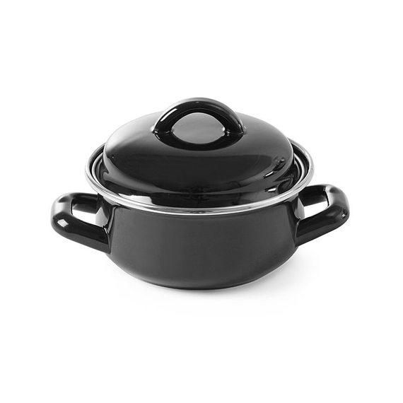 Hendi Suppen-/Saucentöpfchen - mit Deckel, 0,5L, Schwarz, ⌀135x(H)105mm Hendi Suppen-/Saucentöpfchen - mit Deckel, 0,5L, Schwarz, ⌀135x(H)105mm