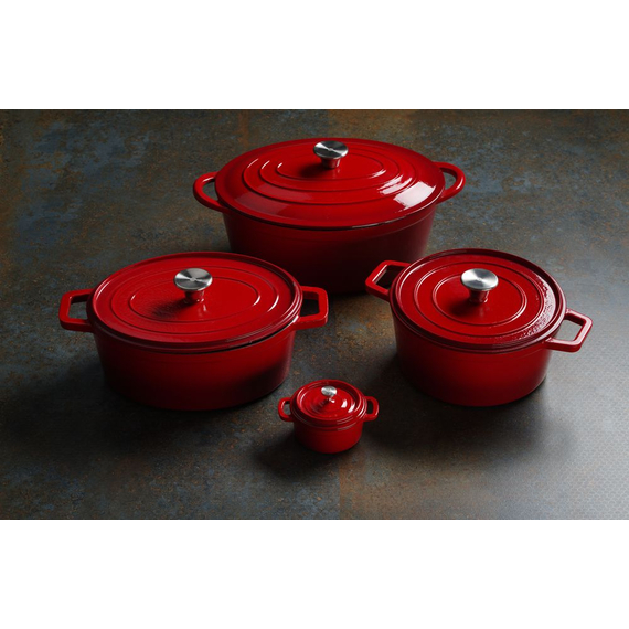 Hendi Emaillierter Gusseisentopf, 3,7L, Rot, 317x240x(H)105mm 4 Hendi Emaillierter Gusseisentopf, 3,7L, Rot, 317x240x(H)105mm