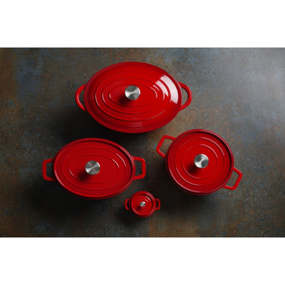 Hendi Emaillierter Gusseisentopf, 3,7L, Rot, 317x240x(H)105mm 3 Hendi Emaillierter Gusseisentopf, 3,7L, Rot, 317x240x(H)105mm