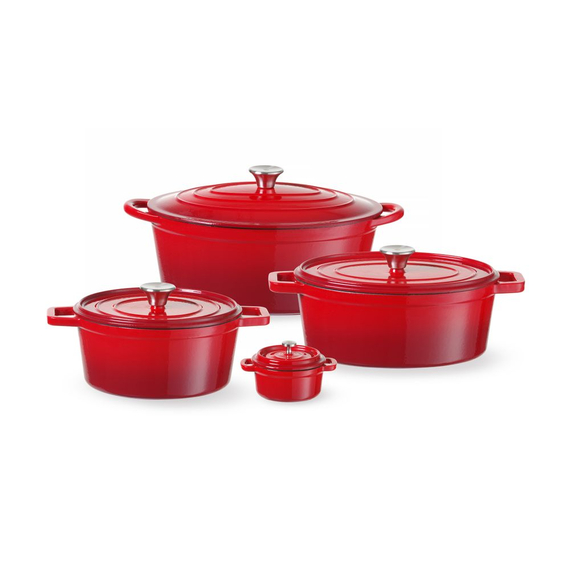Hendi Emaillierter Gusseisentopf, 6,88L, Rot, 405x255x(H)134mm 2 Hendi Emaillierter Gusseisentopf, 6,88L, Rot, 405x255x(H)134mm