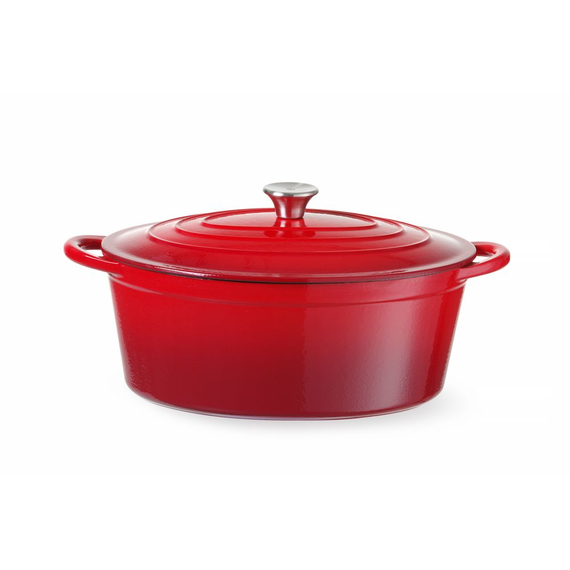 Hendi Emaillierter Gusseisentopf, 6,88L, Rot, 405x255x(H)134mm Hendi Emaillierter Gusseisentopf, 6,88L, Rot, 405x255x(H)134mm