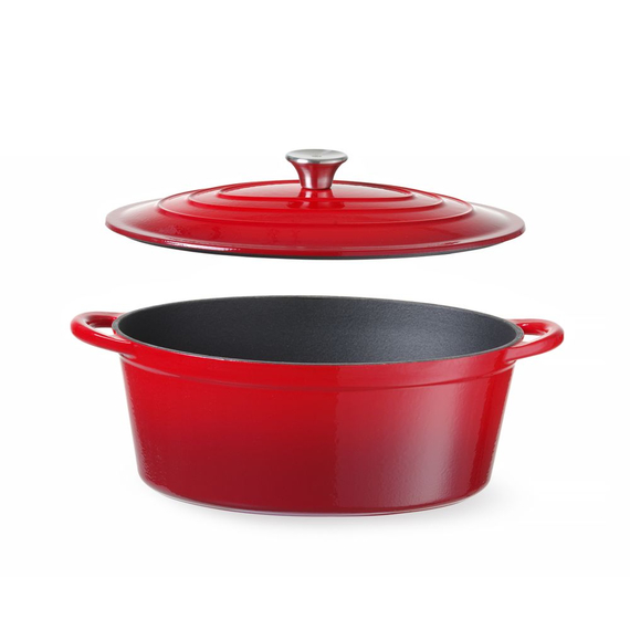 Hendi Emaillierter Gusseisentopf, 6,88L, Rot, 405x255x(H)134mm 1 Hendi Emaillierter Gusseisentopf, 6,88L, Rot, 405x255x(H)134mm