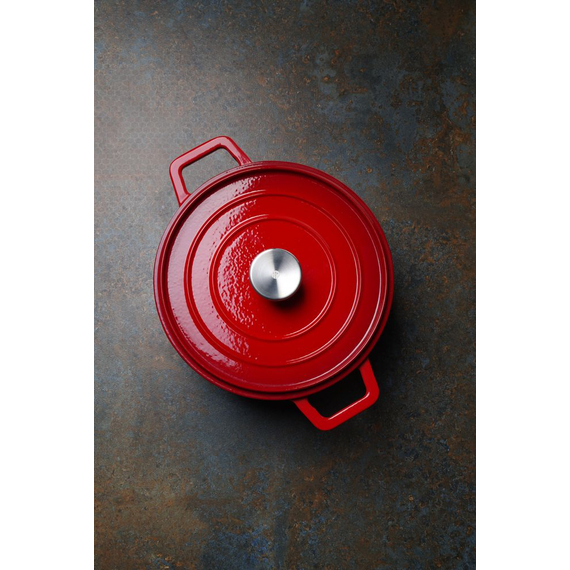 Hendi Emaillierter Gusseisentopf, 3,7L, Rot, 317x240x(H)105mm 1 Hendi Emaillierter Gusseisentopf, 3,7L, Rot, 317x240x(H)105mm