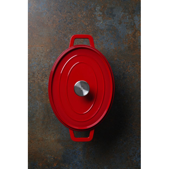 Hendi Emaillierter Gusseisentopf, 4,4L, Rot, 365x290x(H)115mm 1 Hendi Emaillierter Gusseisentopf, 4,4L, Rot, 365x290x(H)115mm