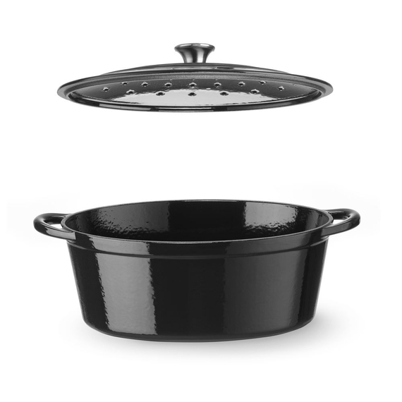 Hendi Emaillierter Gusseisentopf, 6,88L, Schwarz, 405x255x(H)134mm 2 Hendi Emaillierter Gusseisentopf, 6,88L, Schwarz, 405x255x(H)134mm