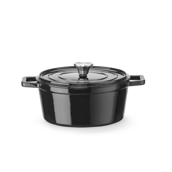 Hendi Emaillierter Gusseisentopf, 3,7L, Schwarz, 317x240x(H)105mm Hendi Emaillierter Gusseisentopf, 3,7L, Schwarz, 317x240x(H)105mm