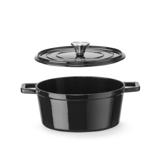 Hendi Emaillierter Gusseisentopf, 3,7L, Schwarz, 317x240x(H)105mm 1 Hendi Emaillierter Gusseisentopf, 3,7L, Schwarz, 317x240x(H)105mm