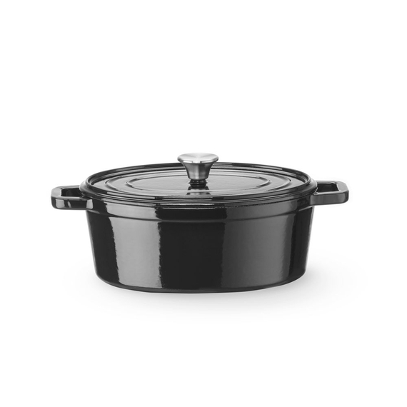 Hendi Emaillierter Gusseisentopf, 4,4L, Schwarz, 365x290x(H)115mm Hendi Emaillierter Gusseisentopf, 4,4L, Schwarz, 365x290x(H)115mm
