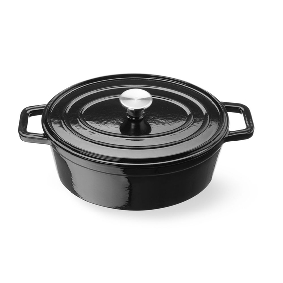 Hendi Emaillierter Gusseisentopf, 4,4L, Schwarz, 365x290x(H)115mm 1 Hendi Emaillierter Gusseisentopf, 4,4L, Schwarz, 365x290x(H)115mm