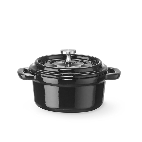 Hendi Emaillierter Gusseisentopf, 0,27L, Schwarz, 130x100x(H)48mm Hendi Emaillierter Gusseisentopf, 0,27L, Schwarz, 130x100x(H)48mm