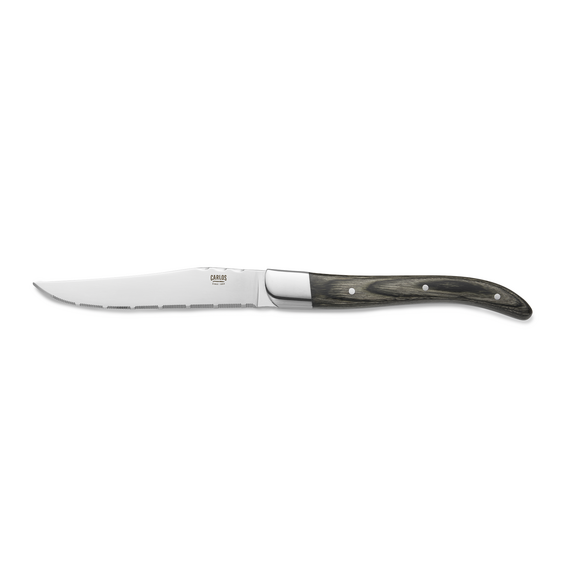 Carlos Steakmesser Set, mit grauem Pakkaholzgriff, 23 cm, Set á 6 Stück, Klingenstahl 420, Holz Carlos Steakmesser Set, mit grauem Pakkaholzgriff, 23 cm, Set á 6 Stück, Klingenstahl 420, Holz