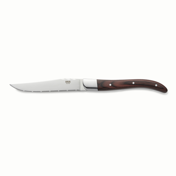Carlos Steakmesser Set, mit rotem Pakkaholzgriff, 23 cm, Set á 6 Stück, Klingenstahl 420, Holz Carlos Steakmesser Set, mit rotem Pakkaholzgriff, 23 cm, Set á 6 Stück, Klingenstahl 420, Holz