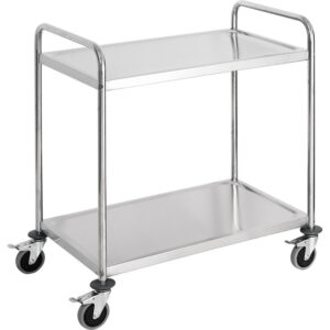 Stalgast Edelstahl Servierwagen, mit zwei Borden, 845 x 525 x 940 mm (BxTxH)
