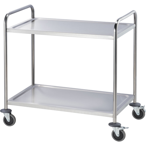 Stalgast Servierwagen aus Edelstahl, mit zwei Borden, 860 x 540 x 940 mm (BxTxH) Stalgast Servierwagen aus Edelstahl, mit zwei Borden, 860 x 540 x 940 mm (BxTxH)