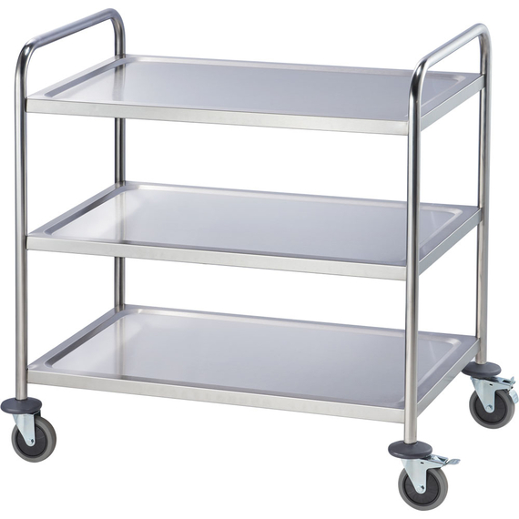 Stalgast Servierwagen aus Edelstahl, mit drei Borden, 860 x 540 x 920 mm (BxTxH) Stalgast Servierwagen aus Edelstahl, mit drei Borden, 860 x 540 x 920 mm (BxTxH)