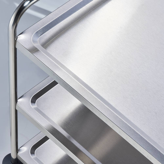 Stalgast Servierwagen aus Edelstahl, mit drei Borden, 860 x 540 x 920 mm (BxTxH) 5 Stalgast Servierwagen aus Edelstahl, mit drei Borden, 860 x 540 x 920 mm (BxTxH)