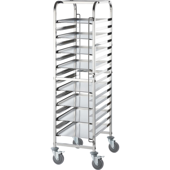 Stalgast Tablettwagen aus Edelstahl, passend für 16 x Tablett 600 x 400 mm, 470 x 620 x 1735 mm (BxTxH) 1 Stalgast Tablettwagen aus Edelstahl, passend für 16 x Tablett 600 x 400 mm, 470 x 620 x 1735 mm (BxTxH)