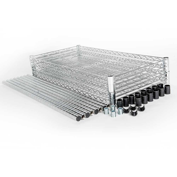 Lagerregal aus verchromten Stahl, Abmessung 900x400x1800 mm (BxTxH) 2 Lagerregal aus verchromten Stahl, Abmessung 900x400x1800 mm (BxTxH)