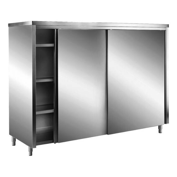 SARO Edelstahl-Lagerschrank mit Schiebetüren AISI 430, Flachdach, 1800x600 SARO Edelstahl-Lagerschrank mit Schiebetüren AISI 430, Flachdach, 1800x600