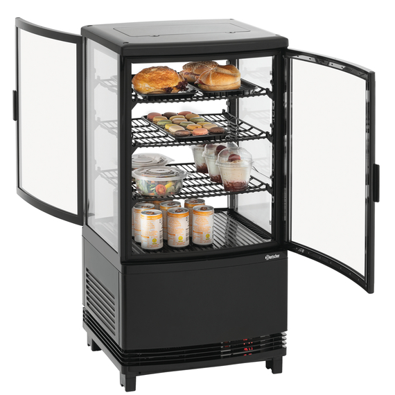 Bartscher Mini-Kühlvitrine 64L2T schwarz 1 Bartscher Mini-Kühlvitrine 64L2T schwarz