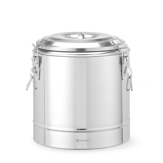 Hendi Isolierter tragbarer Behälter, Kitchen Line, 19L, Silber, ⌀350x(H)400mm Hendi Isolierter tragbarer Behälter, Kitchen Line, 19L, Silber, ⌀350x(H)400mm