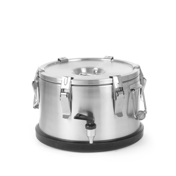 Hendi Isolierter tragbarer Behälter - mit Ablasshahn, Profi Line, 10L, Silber, ⌀330x(H)220mm Hendi Isolierter tragbarer Behälter - mit Ablasshahn, Profi Line, 10L, Silber, ⌀330x(H)220mm