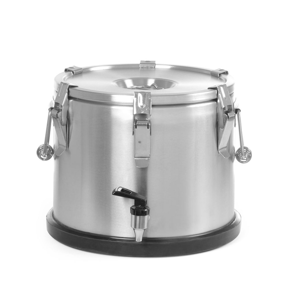 Hendi Isolierter tragbarer Behälter - mit Ablasshahn, Profi Line, 15L, Silber, ⌀330x(H)280mm Hendi Isolierter tragbarer Behälter - mit Ablasshahn, Profi Line, 15L, Silber, ⌀330x(H)280mm