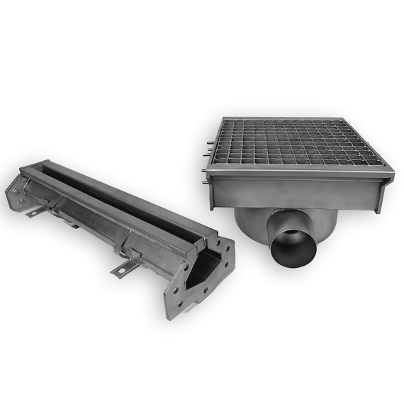 Combisteel Edelstahlabfluss 300X265 mit 1 Ausgang für Schlitzrinne 1 Combisteel Edelstahlabfluss 300X265 mit 1 Ausgang für Schlitzrinne