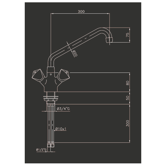 Combisteel Misch Auslegerzapfen mit 1 Loch 1 Combisteel Misch Auslegerzapfen mit 1 Loch