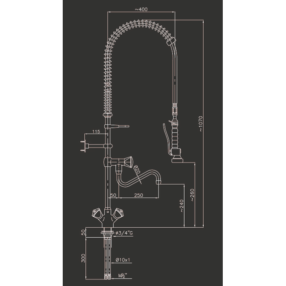 Combisteel Vorspüldusche mit 1-Loch – Art.-Nr.: 7212.0030 1 Combisteel Vorspüldusche mit 1-Loch – Art.-Nr.: 7212.0030