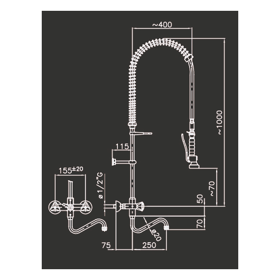 Combisteel Wandspüldusche 1 Combisteel Wandspüldusche
