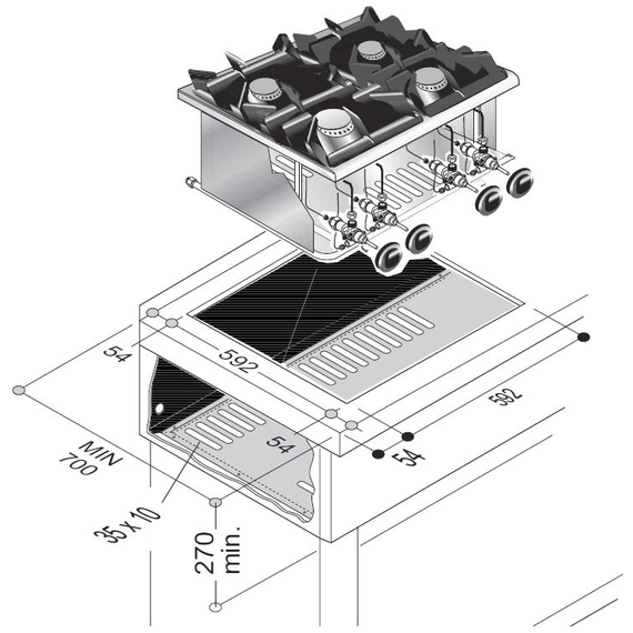 Combisteel Gasherd 4 Br. 18Kw 1 Combisteel Gasherd 4 Br. 18Kw