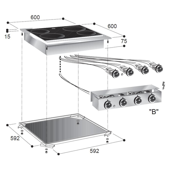 Combisteel Glaskeramikherd 4 Zonen 1 Combisteel Glaskeramikherd 4 Zonen